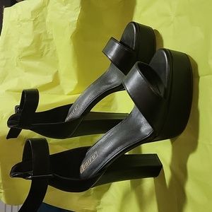 Black chunky platform heel w/ ankle strap